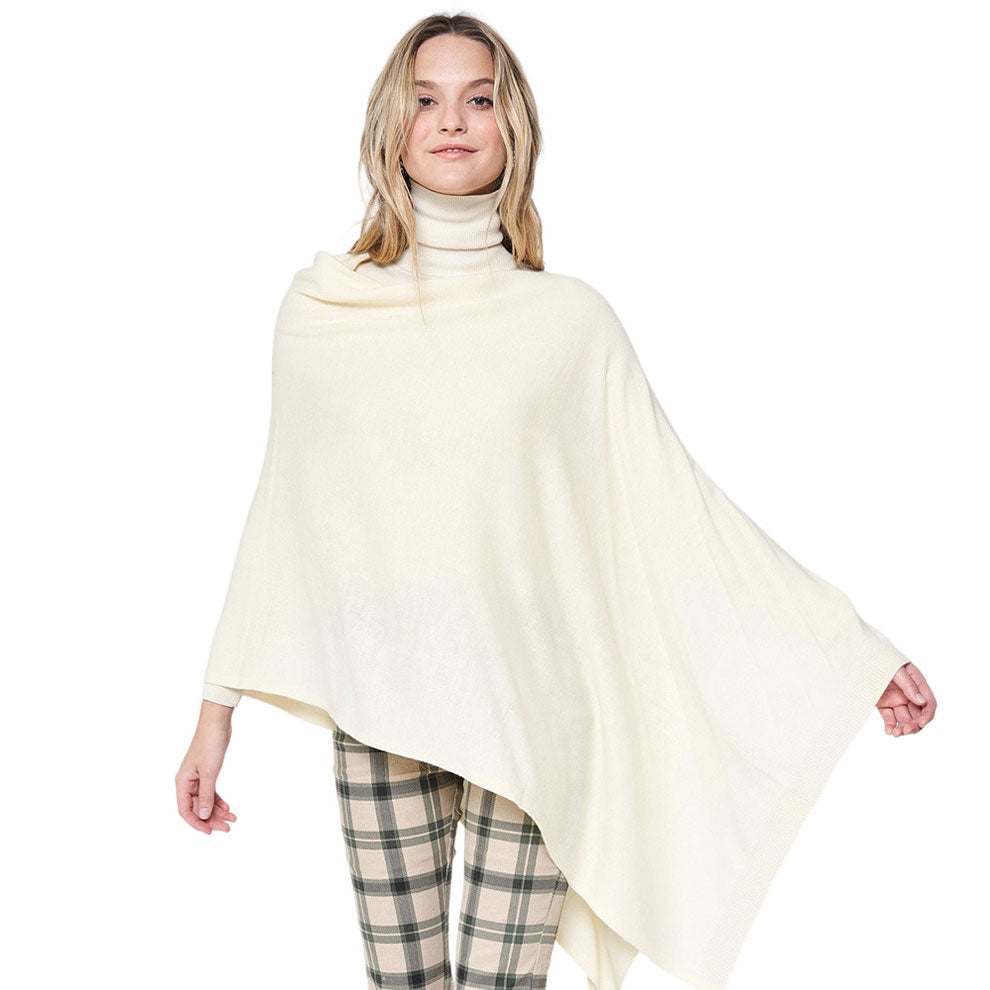 Solid Scarf Poncho