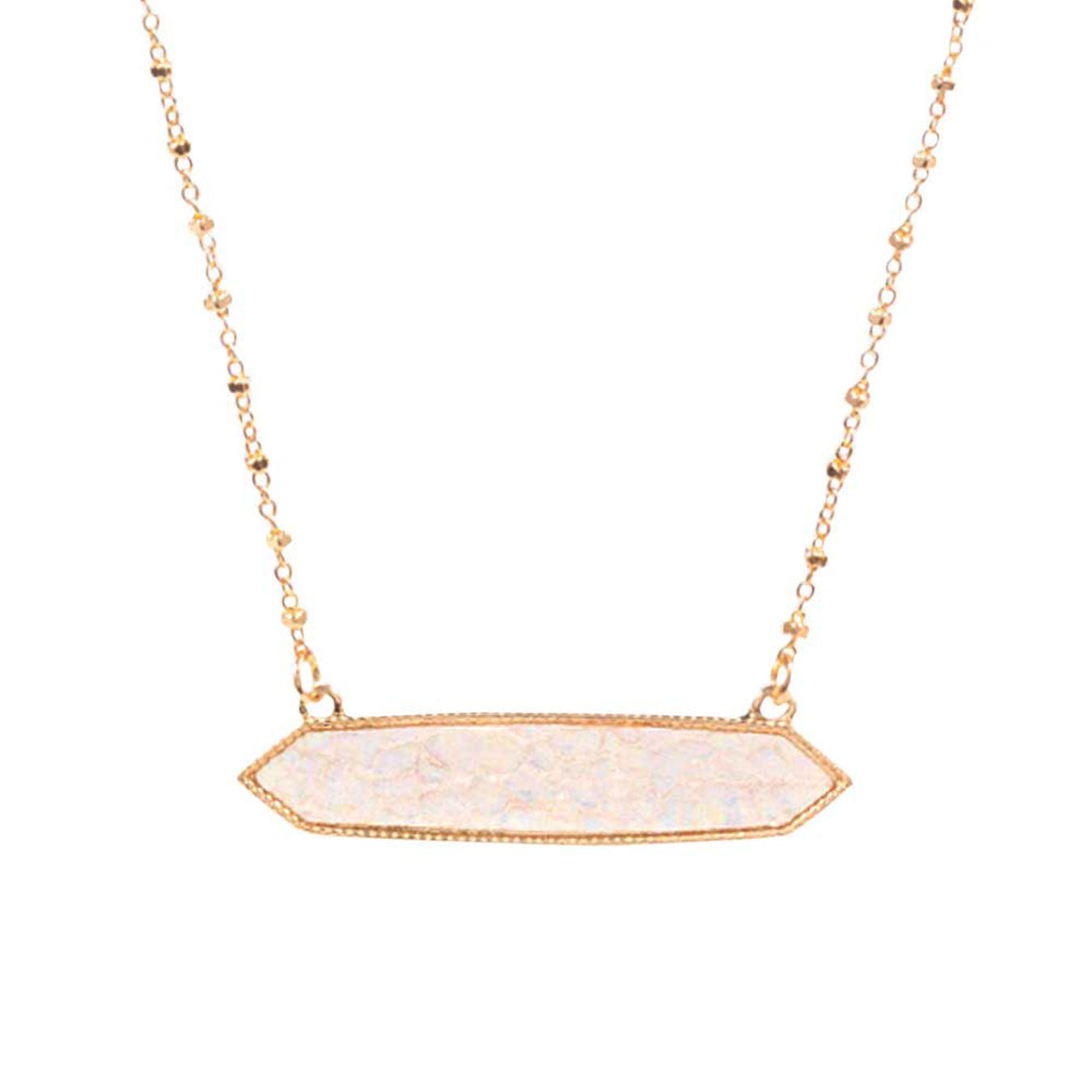 Trendy Patterned Hexagon Pendant Necklace