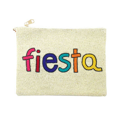 Fiesta Seed Beaded Message Clutch Crossbody Bag
