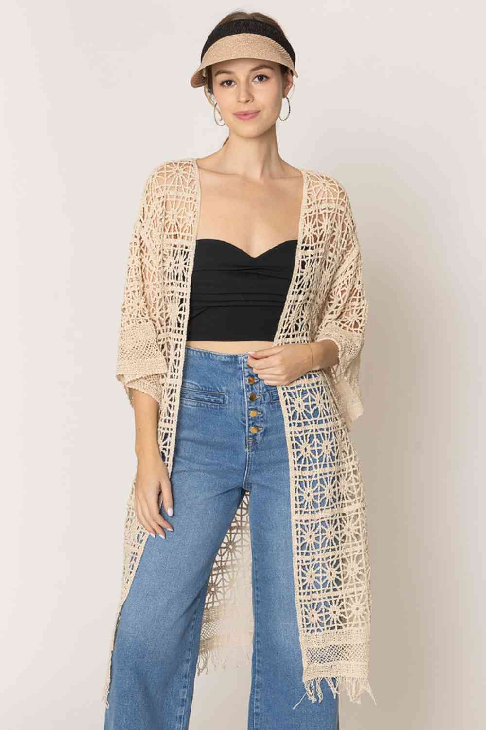 Solid Color Crochet Cardigan