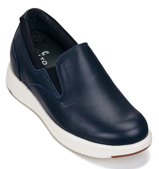 CALTO - J1421 - 2.8 pulgadas más alto (azul pizarra oscuro) - Mocasines de cuero