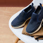CALTO - J1435  - 3.3 Inches Taller (Dark Blue) - Casual Chunky Sole Sneaker Loafers