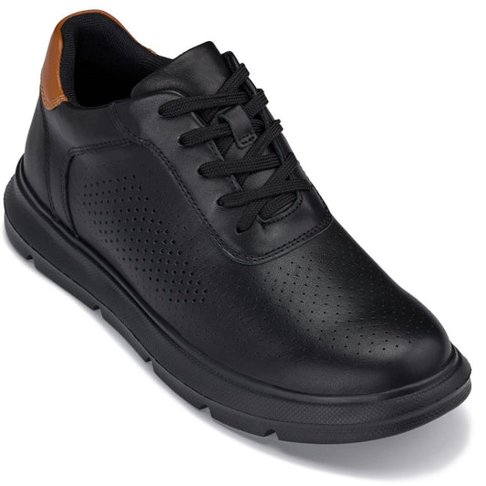 CALTO - J1580 - 2.6 Pulgadas Más Alto (Negro/Suela Negra) - Zapatillas Ligeras Casuales