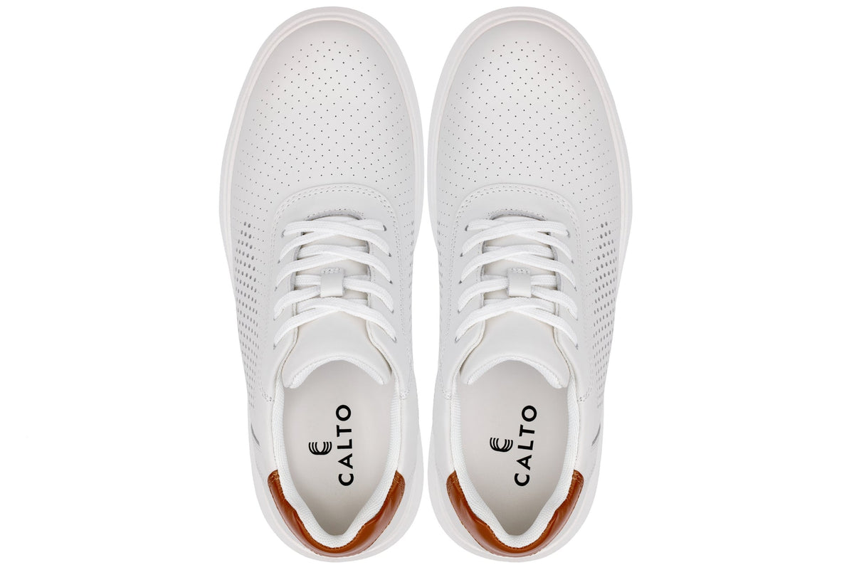 CALTO - J1581  - 2.6 Inches Taller (White) - Lightweight Casual Walkers