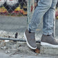 CALTO - J1771  - 3.2 Inches Taller (Grey) - Casual Chunky Sole Boots – Soft Pebble Grain Nubuck Leather
