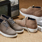 CALTO - J1770  - 3.2 Inches Taller (Khaki) - Casual Chunky Sole Boots – Soft Pebble Grain Nubuck Leather