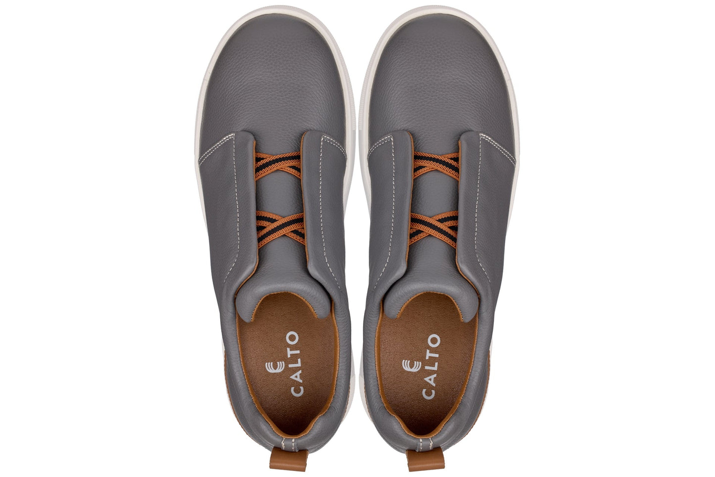 CALTO - J1935  - 2.6 Inches Taller (Grey) - Slip-On Snoafers