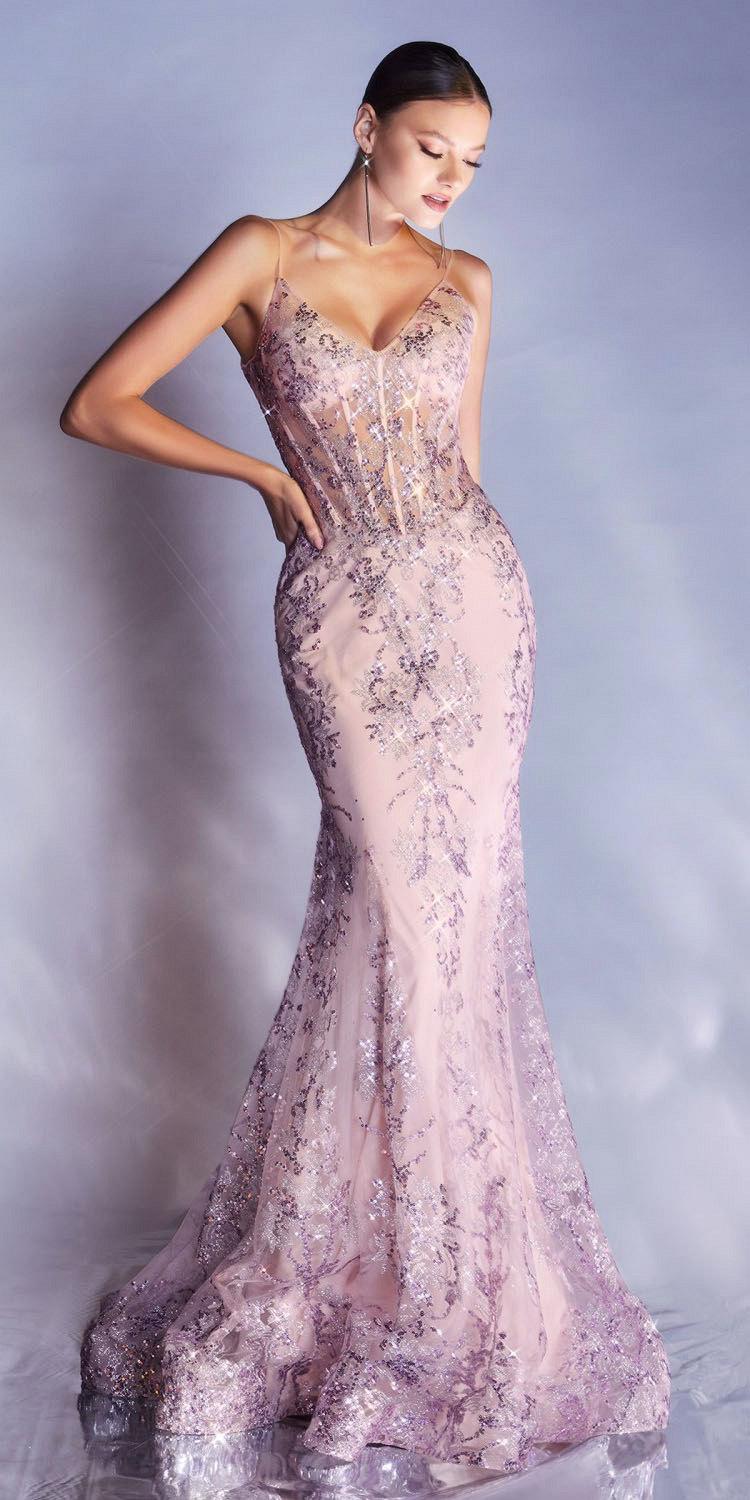 Vestido largo ajustado de corsé con estampado floral brillante Ladivine J810