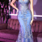 Vestido largo ajustado de corsé con estampado floral brillante Ladivine J810