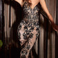 Cinderella Divine J810 Long Fitted Mermaid Gown Metallic Embroidered Lace