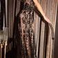 Cinderella Divine J810 Long Fitted Mermaid Gown Metallic Embroidered Lace
