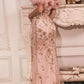 Cinderella Divine J818 Gathered Tulle Off the Shoulder Fitted Gown