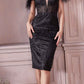 Cinderella Divine J829 Glitter Print Cocktail Dress with Feathers