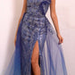 Vestido de noche largo hasta el suelo con un solo hombro y sobrefalda Ladivine J851
