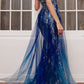 Vestido de noche largo hasta el suelo con un solo hombro y sobrefalda Ladivine J851