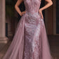 Cinderella Divine J858 Long Strapless Glitter Mermaid Gown Removable Tulle Skirt