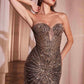 REBAJAS - Vestido largo de noche sin tirantes dorado ajustado Ladivine J871 (Talla 16)