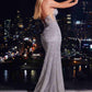 Ladivine J871 Long Sultry Fitted Strapless Embellished Prom Gown