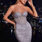 REBAJAS - Vestido largo de noche sin tirantes dorado ajustado Ladivine J871 (Talla 16)