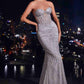 REBAJAS - Vestido largo de noche sin tirantes dorado ajustado Ladivine J871 (Talla 16)