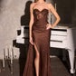 Ladivine J875 Fitted Strapless Sparkle and Lace Dress