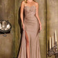 Ladivine J875 Fitted Strapless Sparkle and Lace Dress