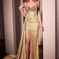 Ladivine J875 Fitted Strapless Sparkle and Lace Dress