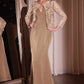 Ladivine J881 Long Fit and Flare Crepe Gown With Removable Jacket