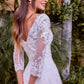 Ladivine J883W Vestido de novia acampanado corte A manga larga apliques de encaje