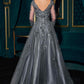 Ladivine J883 Vestido de gala de línea A para madre de la novia, manga larga