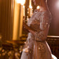 OFERTA - Vestido de fiesta acampanado Ladivine J883 color moca dorado (talla 16)