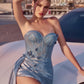 Ladivine J884 Dress Strapless Fitted Satin Corset Gown