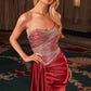 Ladivine J886 Sleek Fitted Gown Strapless Shimmering Beaded Bodice