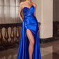 Vestido de noche sin tirantes con escote en punta Ladivine J887