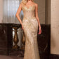 Vestido largo de noche sin tirantes con corpiño ajustado de lentejuelas y escote corazón Ladivine J888