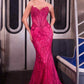 Vestido largo de noche sin tirantes con corpiño ajustado de lentejuelas y escote corazón Ladivine J888