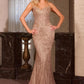 Vestido largo de noche sin tirantes con corpiño ajustado de lentejuelas y escote corazón Ladivine J888