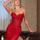 Vestido largo de noche sin tirantes con corpiño ajustado de lentejuelas y escote corazón Ladivine J888