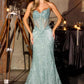 Vestido largo de noche sin tirantes con corpiño ajustado de lentejuelas y escote corazón Ladivine J888