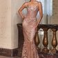Vestido ajustado Ladivine J889 con apliques colocados a mano y lentejuelas brillantes