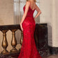 Vestido ajustado Ladivine J889 con apliques colocados a mano y lentejuelas brillantes