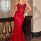 Vestido ajustado Ladivine J889 con apliques colocados a mano y lentejuelas brillantes