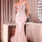 Vestido de sirena con lentejuelas brillantes y escote ilusión profundo Ladivine J894