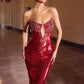 Vestido de sirena con lentejuelas brillantes y escote ilusión profundo Ladivine J894