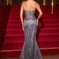 Vestido de Noche Ajustado con Corsé Transparente y Cuerpo Cubierto de Cristales Ladivine J903 Lavish
