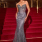 Vestido de Noche Ajustado con Corsé Transparente y Cuerpo Cubierto de Cristales Ladivine J903 Lavish