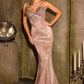Vestido de Noche Ajustado con Corsé Transparente y Cuerpo Cubierto de Cristales Ladivine J903 Lavish