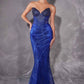 Vestido de Noche Ajustado con Corsé Transparente y Cuerpo Cubierto de Cristales Ladivine J903 Lavish