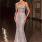 Vestido de Noche Ajustado con Corsé Transparente y Cuerpo Cubierto de Cristales Ladivine J903 Lavish