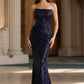 Vestido de noche formal ajustado con lentejuelas sin tirantes Ladivine J904
